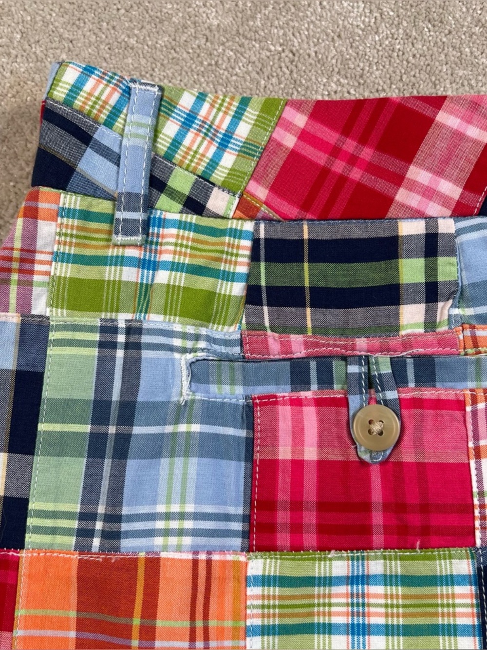 LL Bean Y2K Skirt Vintage Patchwork Madras Cotton Favorite Fit Straight 10 - Picture 7 of 10